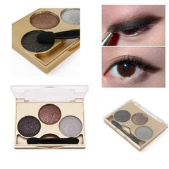 3 Colors Smokey Eye Shadow Palette Kit Glitter Shimmer Eyeshadow Gold Eyes Makeup Set