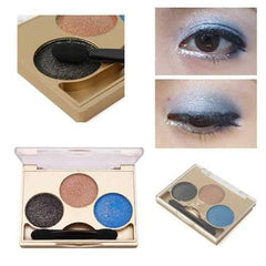 3 Colors Smokey Eye Shadow Palette Kit Glitter Shimmer Eyeshadow Gold Eyes Makeup Set