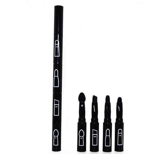 4 In 1 Black Eye Makeup Brushes Kit Eyebrow Lip Shaving Sponge Eyeshadow Brush Cosmetic Tool