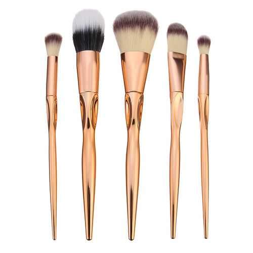 5pcs Soft Makeup Brushes Set Kit Golden Cosmetics Tools Eye Shadow Lip Blending Blush Brush