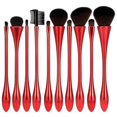 10pcs Soft Goblet Mental Luster Makeup Brushes Set Kit Eye Shadow Blush Blending Cosmetics Tools