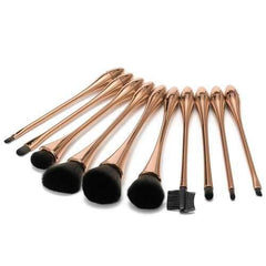 10pcs Soft Goblet Mental Luster Makeup Brushes Set Kit Eye Shadow Blush Blending Cosmetics Tools