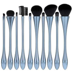 10pcs Soft Goblet Mental Luster Makeup Brushes Set Kit Eye Shadow Blush Blending Cosmetics Tools