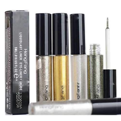 HengFang Glitter Waterproof Eyeliner Liquid White Gold Metallic Makeup Eyes Liner Color Pigment