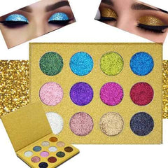 12 Color Diamond Glitter Rainbow Eye Shadows MakeUp Cosmetic Pressed Palette