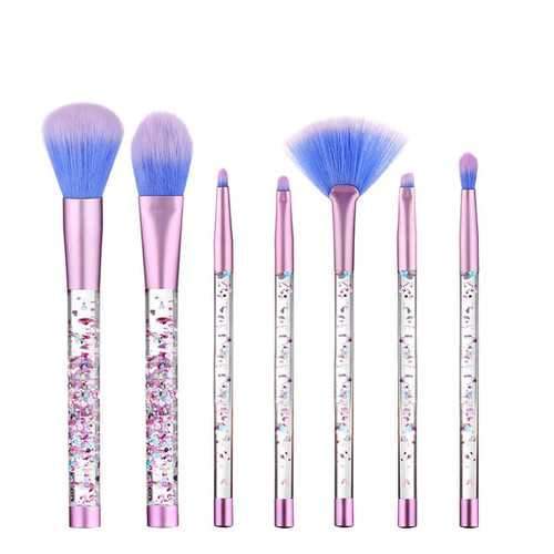 LuckyFine 7pcs Glitter Liquid Handle Makeup Brushes Mermaid Blending Foundation Eye Shadow Lips