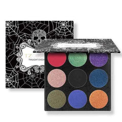 TZ COSMETIX 9 Colors Skull Eye Shadow Palette Halloween Matte Shimmer Diamond Foiled Makeup Cosplay