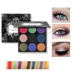 TZ COSMETIX 9 Colors Skull Eye Shadow Palette Halloween Matte Shimmer Diamond Foiled Makeup Cosplay