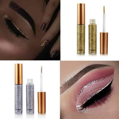 Glitter Eyeliner Liquid Makeup Eyes Liner Waterproof Gold Green Shinning Diamond Pigmented Halloween