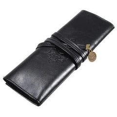 Leather Folding Strap Case Makeup Cosmetic Brush Pouch